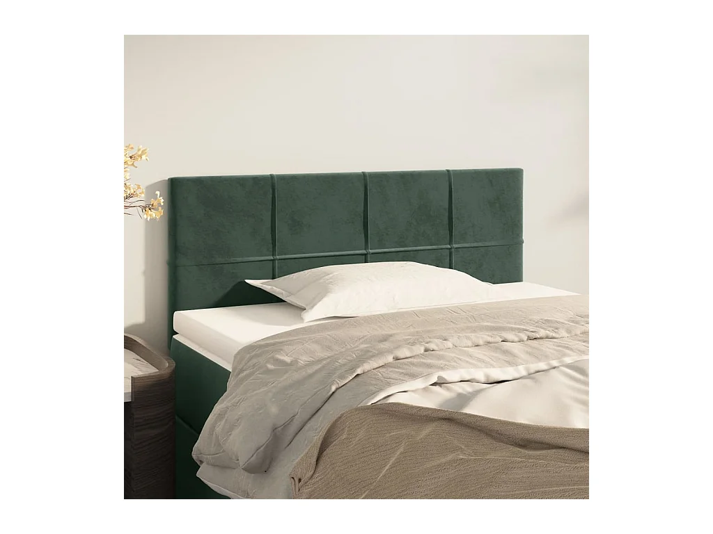 Mueble cabecero | Cabezal de cama | Cabecero de terciopelo verde oscuro 80x5x78/88 cm