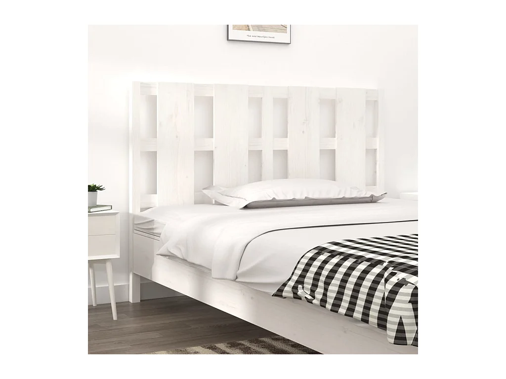 Cabecero de Cama | Cabezal de cama | Mueble de cabecero madera maciza de pino blanco 145,5x4x100 cm