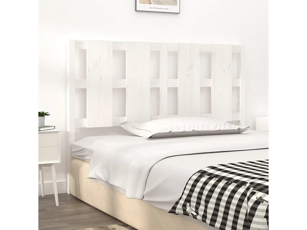 Cabecero de Cama | Cabezal de cama | Mueble de cabecero madera maciza de pino blanco 145,5x4x100 cm