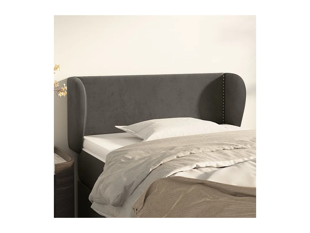 Mueble cabecero | Cabezal de cama | Cabecero de terciopelo gris oscuro 103x23x78/88 cm