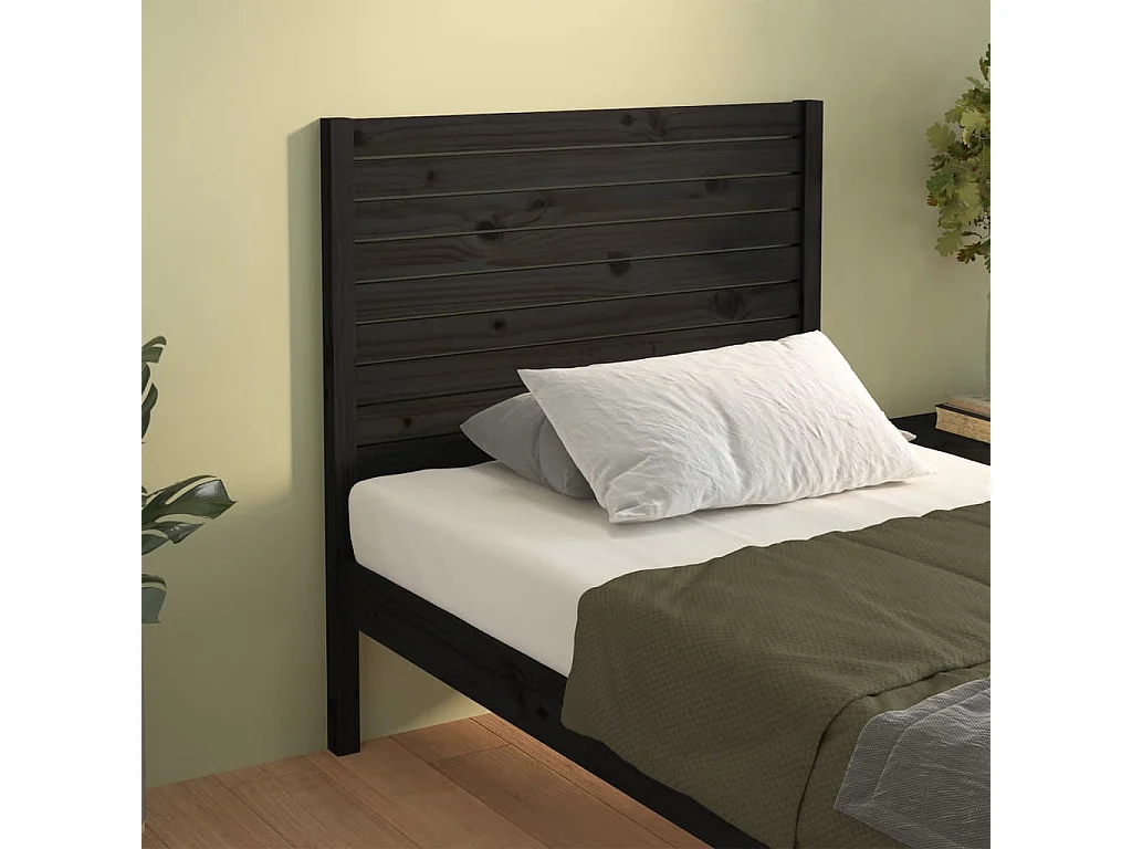 Cabecero de Cama | Cabezal de cama | Mueble de cabecero madera maciza de pino negro 81x4x100 cm