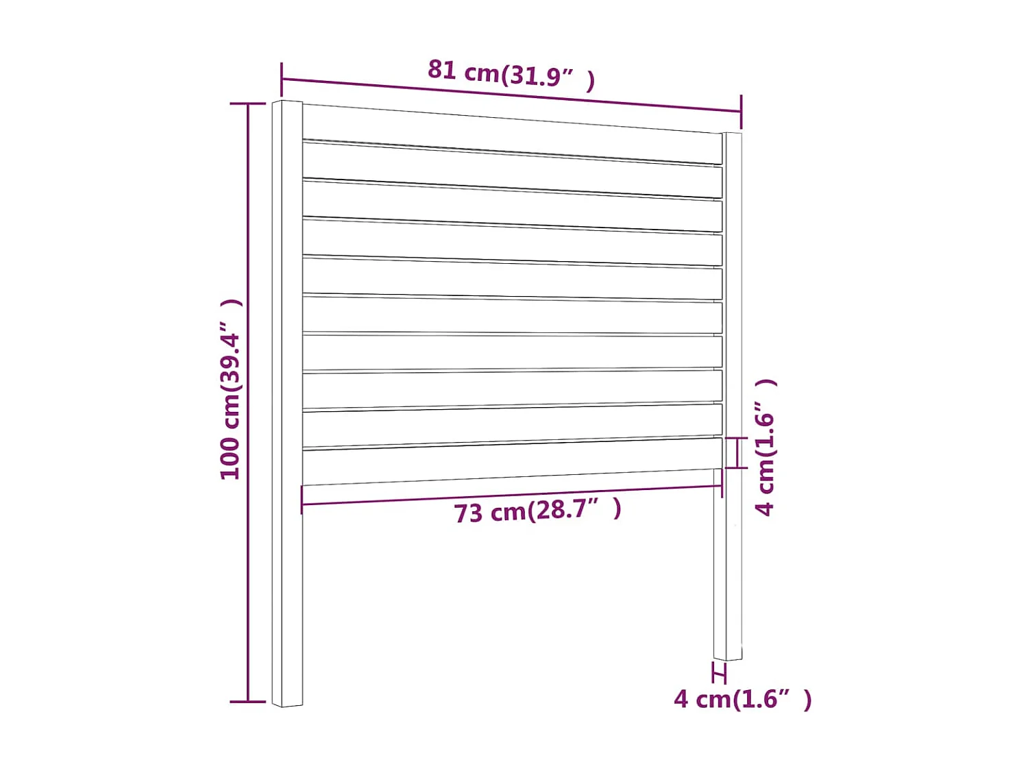 Cabecero de Cama | Cabezal de cama | Mueble de cabecero madera maciza de pino negro 81x4x100 cm