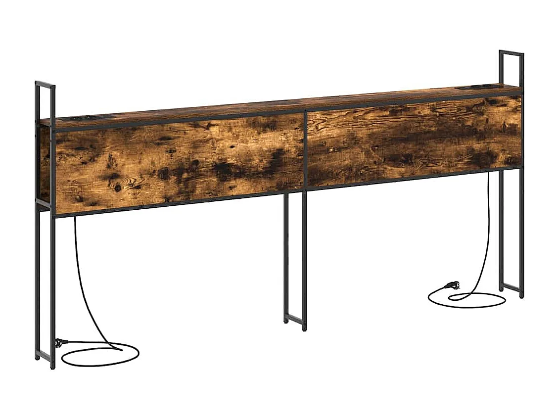 Mueble cabecero | Cabezal de cama | Cabecero de Almacenamiento con Estación de Carga Roble ahumado