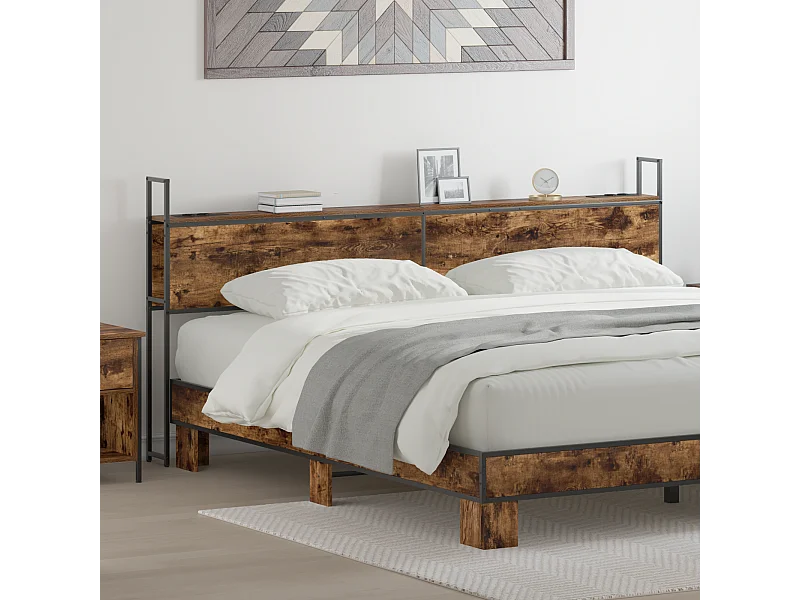 Tête de Lit de rangement | Panneau de tête pour lit Chêne fumé 180 cm Bois d'ingénierie