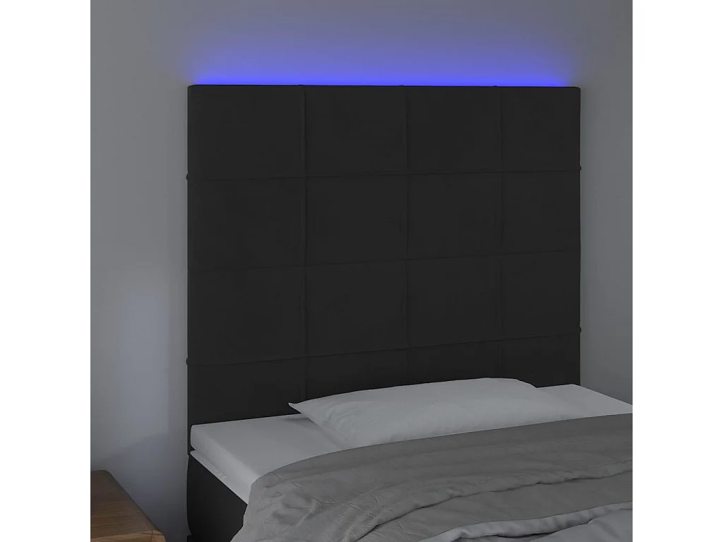 Hoofdbord | Hoofdeinde LED 100x5x118/128 cm fluweel zwart