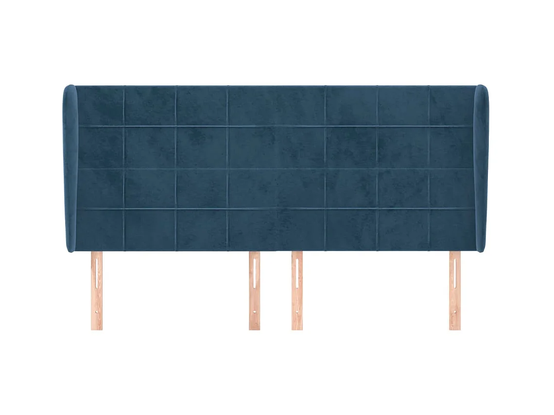 Tête de Lit | Panneau de tête pour lit Moderne avec oreilles Bleu foncé 163x23x118/128 cm Velours