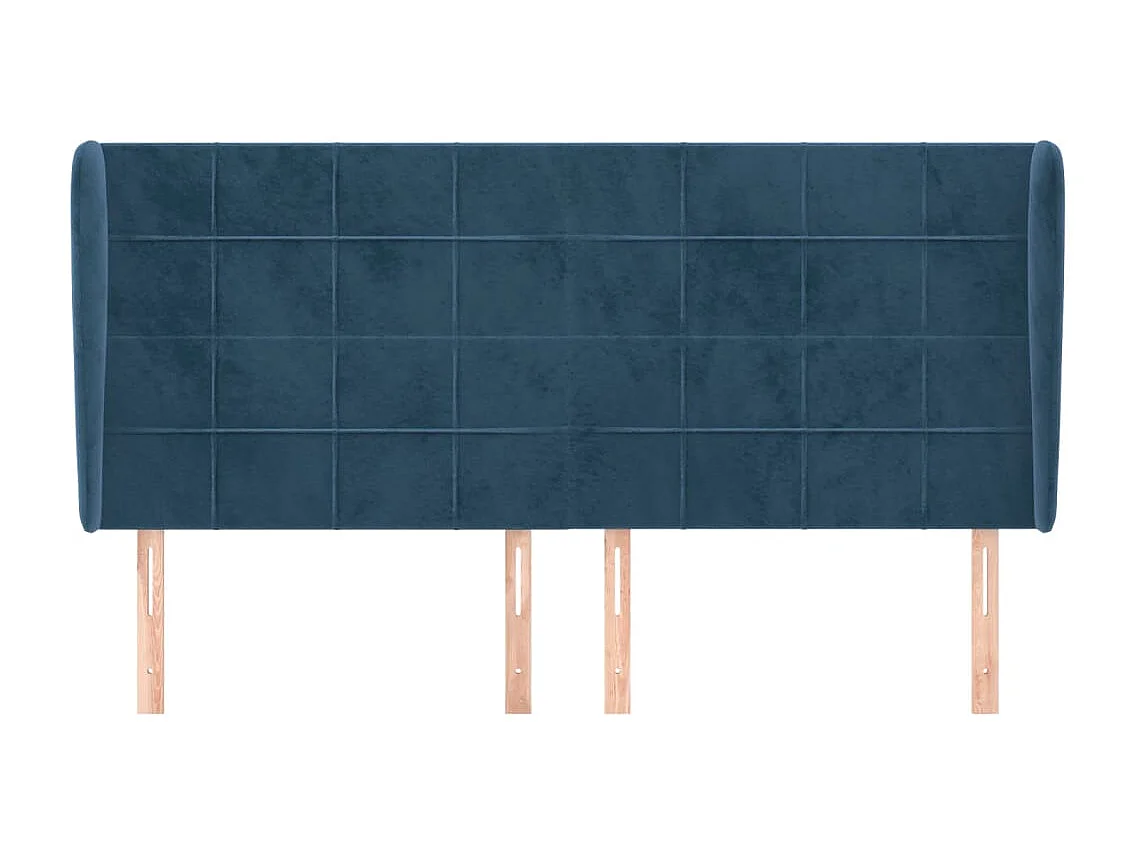 Tête de Lit | Panneau de tête pour lit Moderne avec oreilles Bleu foncé 163x23x118/128 cm Velours