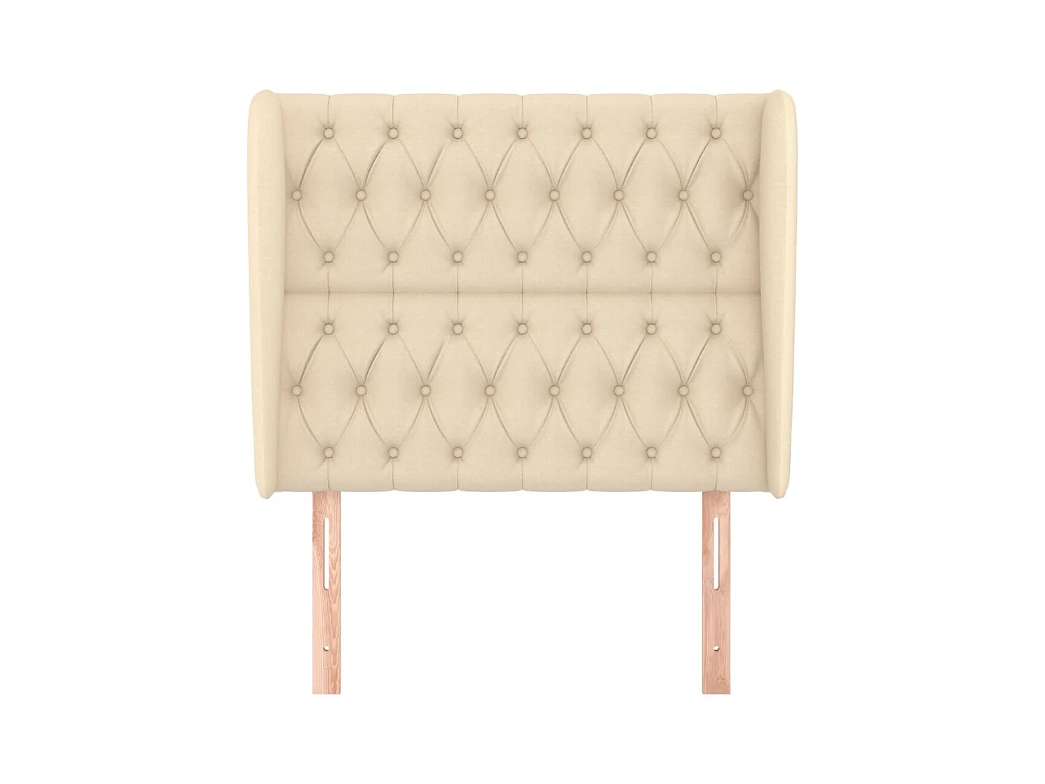 Cabecero | Cabezal de Cama | Mueble cabecero con orejas de tela color crema 93x23x118/128 cm