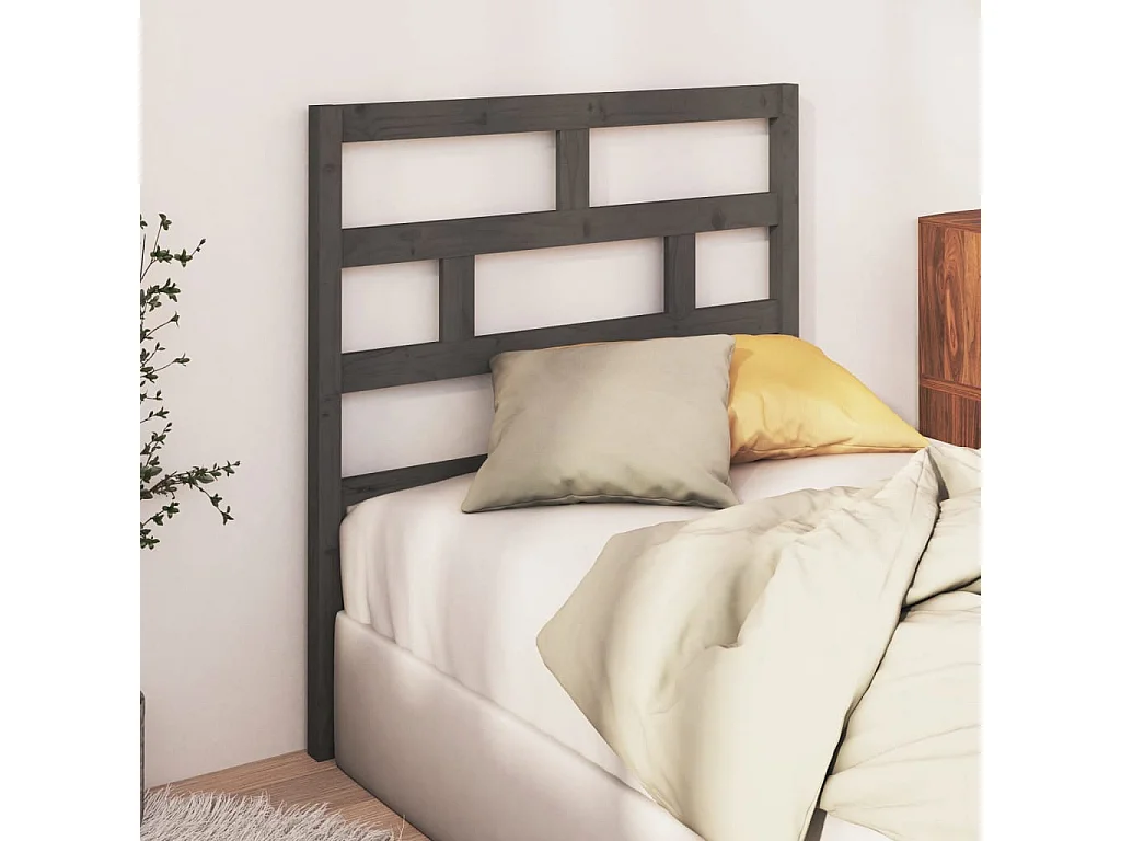 Tête de Lit | Panneau de tête pour lit Moderne Gris 96x4x100 cm Bois massif de pin