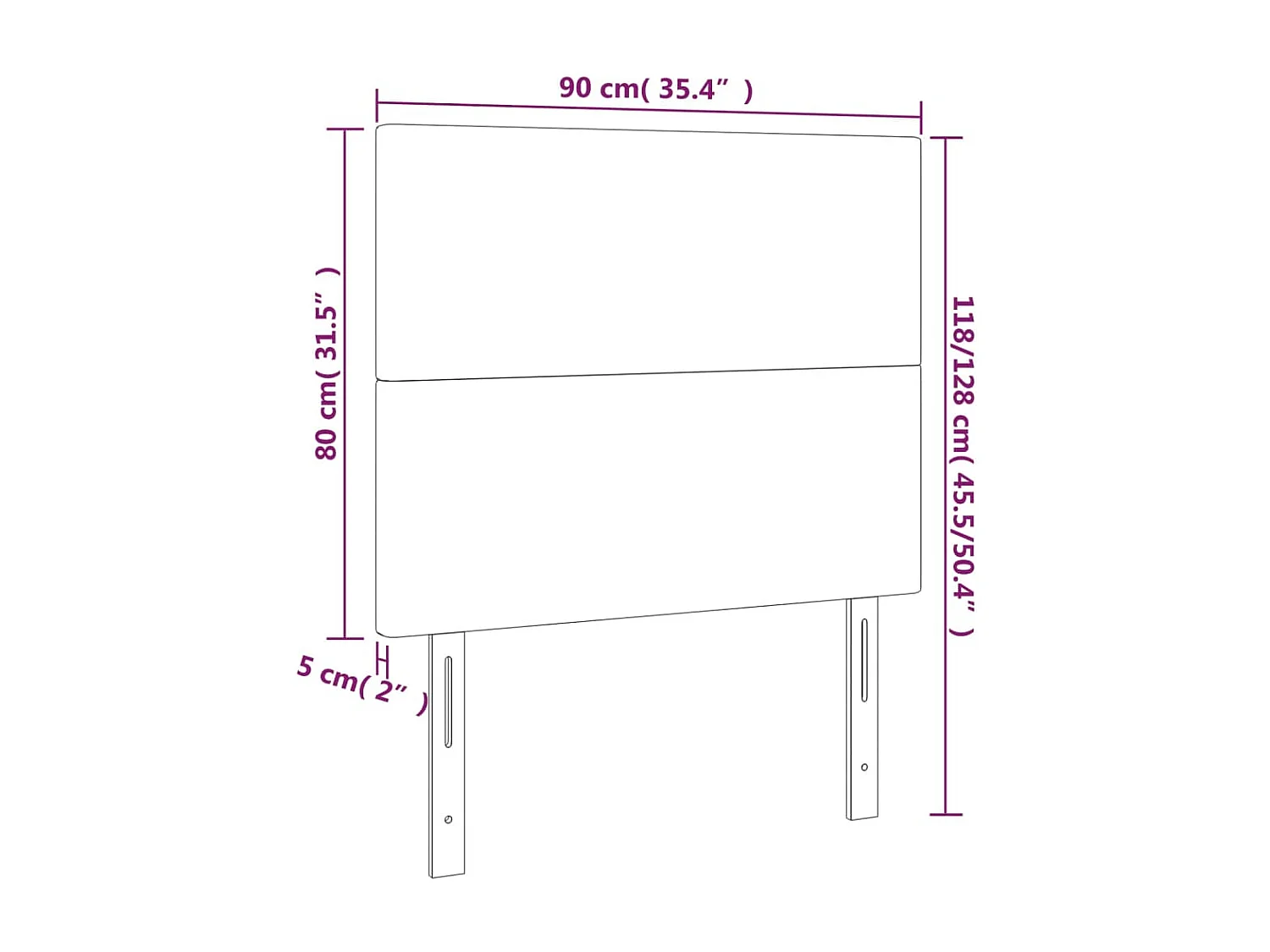 Cabeceros | Cabezal de cama | Mueble de cabecero 2 unidades de tela color crema 90x5x78/88 cm