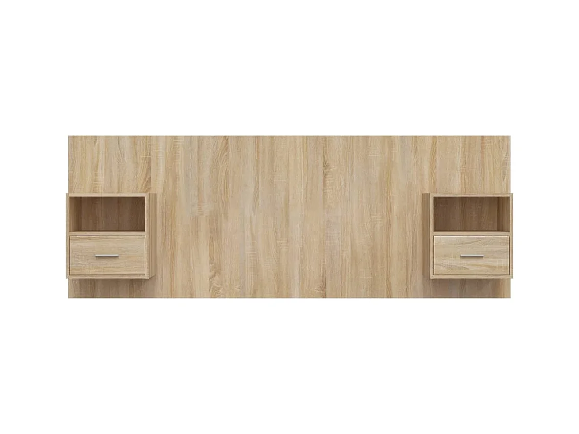 Cabecero de Cama | Cabezal de cama | Mueble de cabecero con mesitas madera contrachapada roble Sonoma