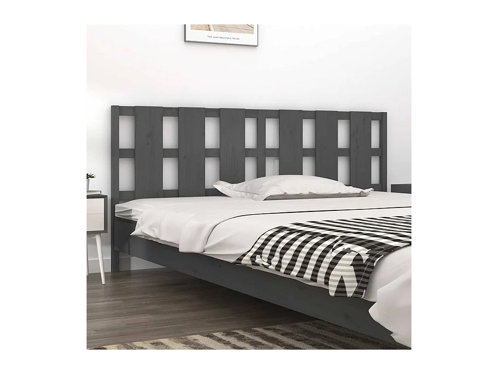 Tête de Lit | Panneau de tête pour lit Moderne Gris 205,5x4x100 cm Bois massif de pin