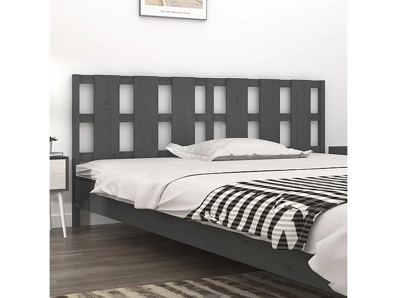 Tête de Lit | Panneau de tête pour lit Moderne Gris 205,5x4x100 cm Bois massif de pin