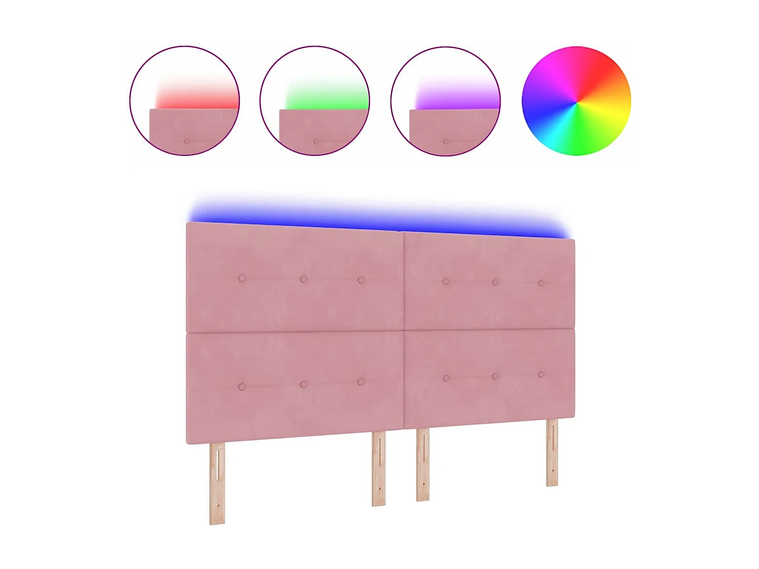 Tête de Lit | Panneau de tête pour lit Moderne avec des lumières à LED Réglable Rose 90 cm Velours