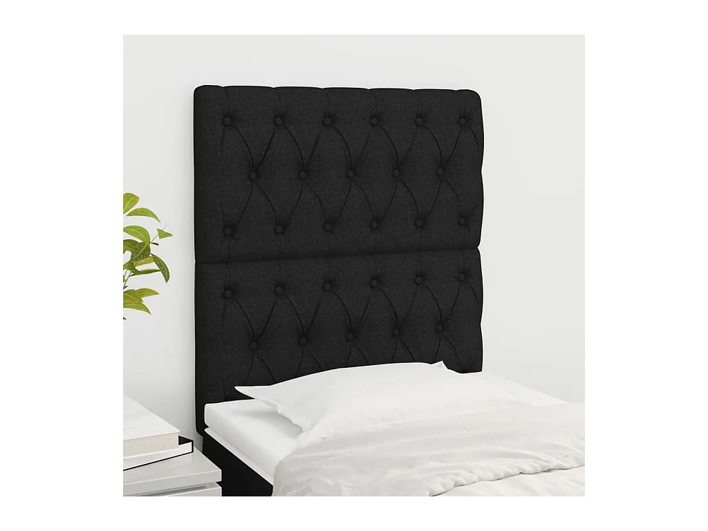 Têtes de lit | Panneaux de tête pour lit Moderne 2 pcs Noir 80x7x78/88 cm Tissu
