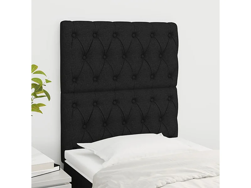 Têtes de lit | Panneaux de tête pour lit Moderne 2 pcs Noir 80x7x78/88 cm Tissu