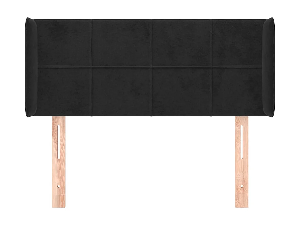 Tête de Lit | Panneau de tête pour lit Moderne avec oreilles Noir 93x16x78/88 cm Velours