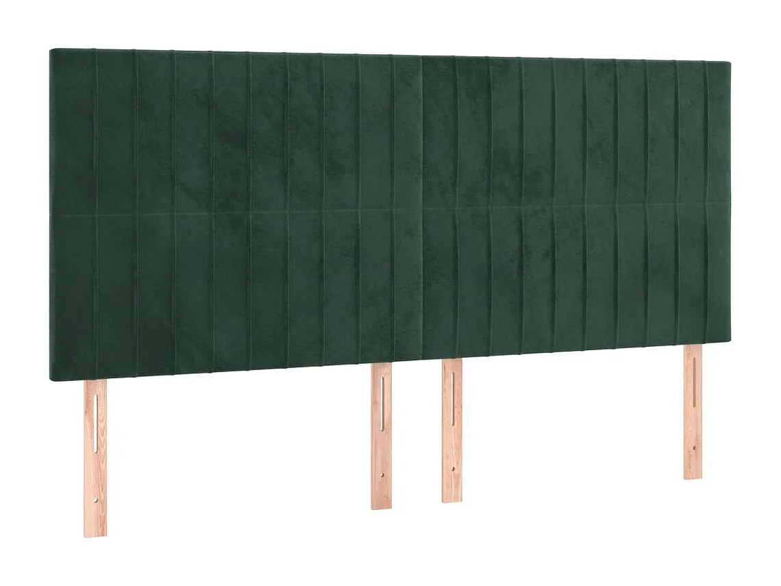 Tête de Lit | Panneau de tête pour lit Moderne à LED Vert foncé 180x5x118/128 cm Velours