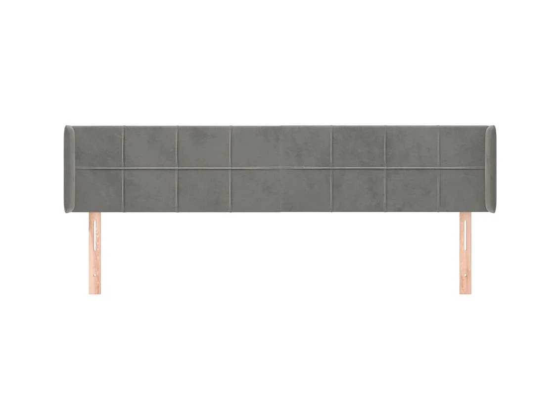 Mueble cabecero | Cabezal de cama | Cabecero de terciopelo gris claro 203x16x78/88 cm