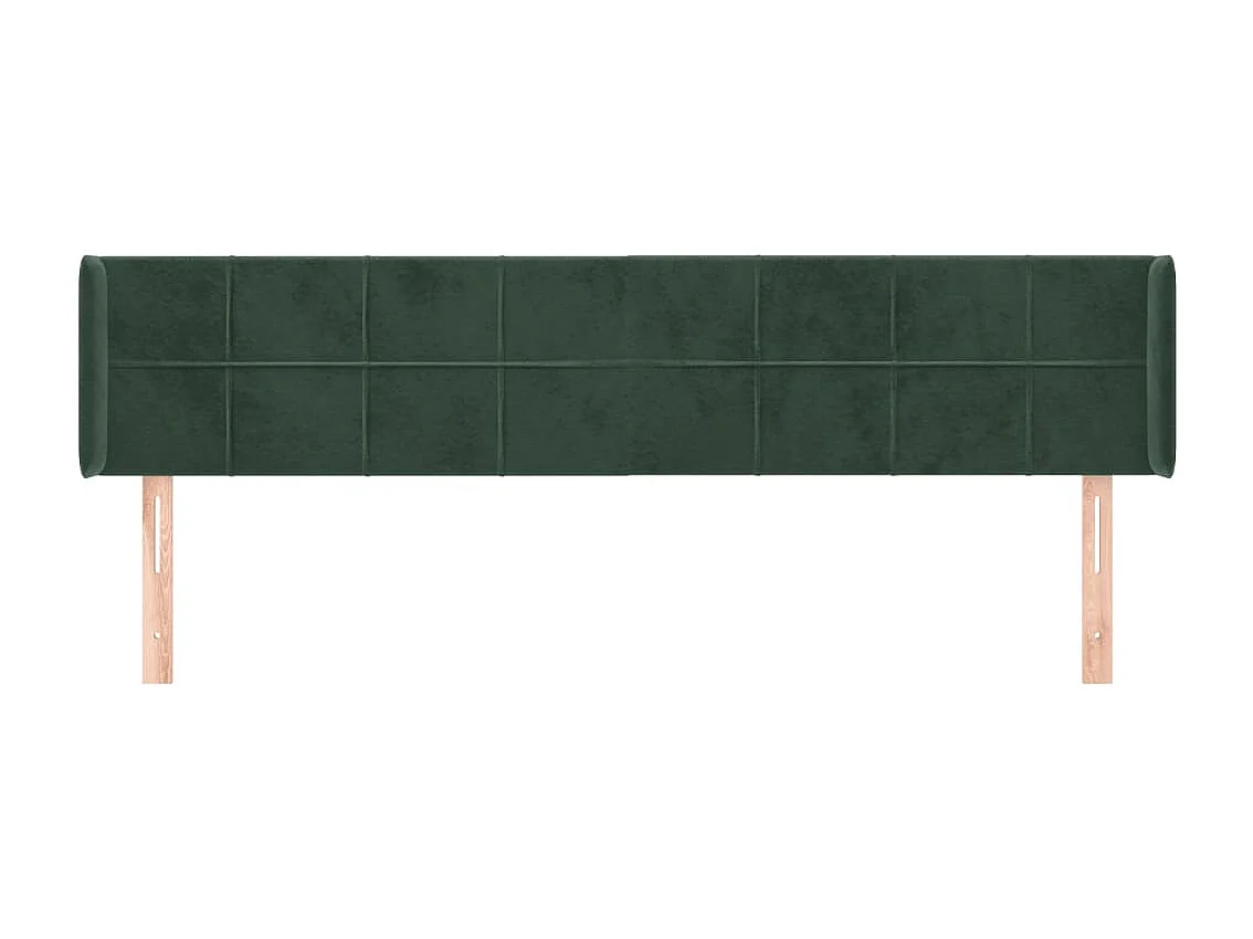 Mueble cabecero | Cabezal de cama | Cabecero de terciopelo verde oscuro 163x16x78/88 cm