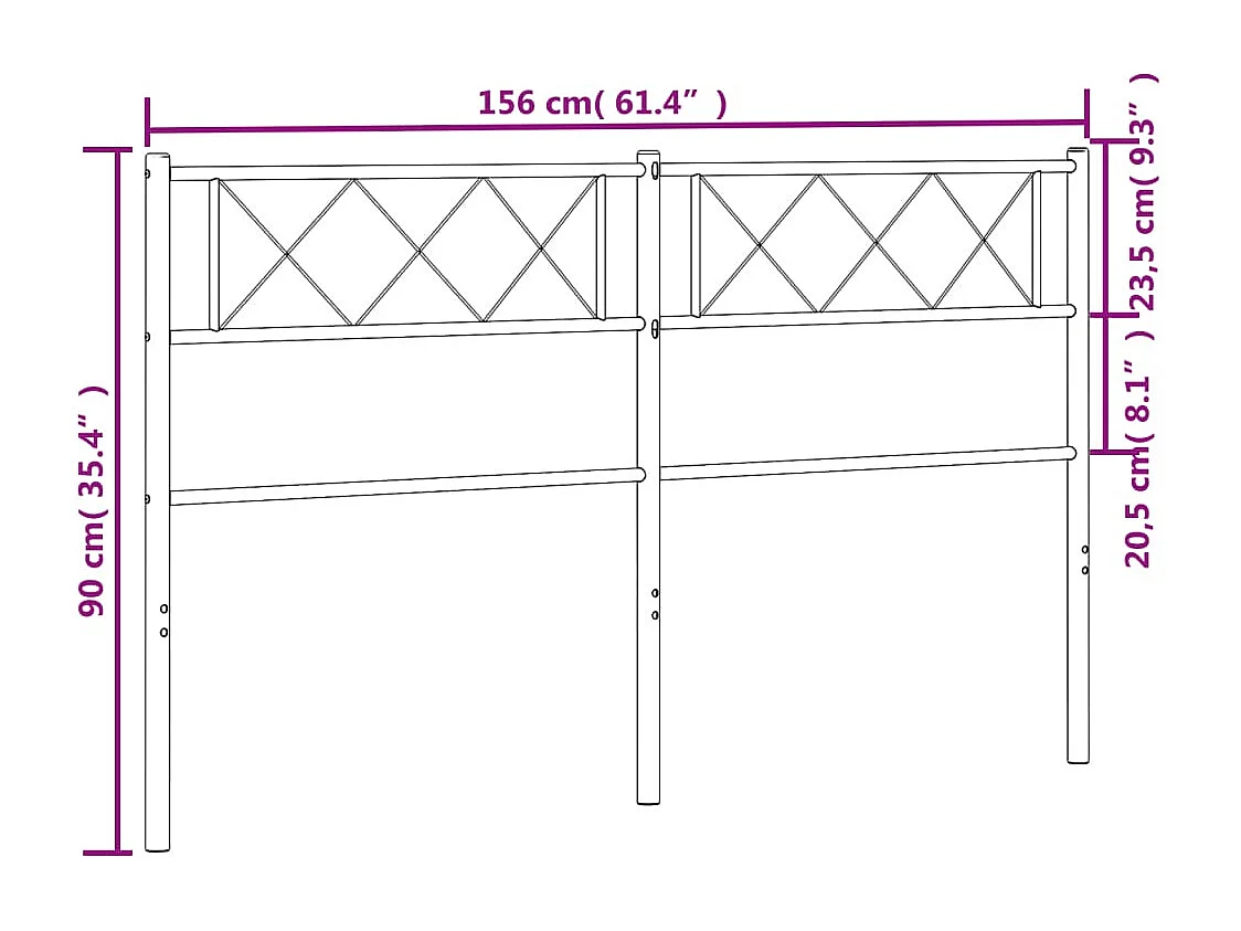 Mueble cabecero | Cabezal de cama | Cabecero de metal negro 150 cm