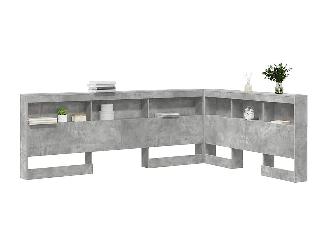 Mueble cabecero con almacenamiento | Cabecera de almacenamiento con estante Gris hormigón 140 cm