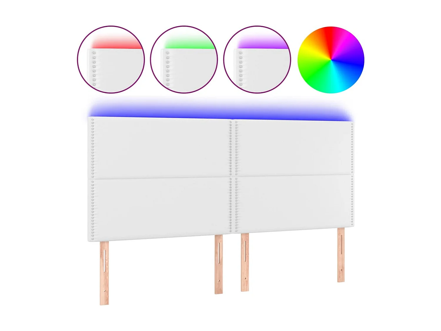 Hoofdbord | Hoofdeinde LED 200x5x118/128 cm kunstleer wit