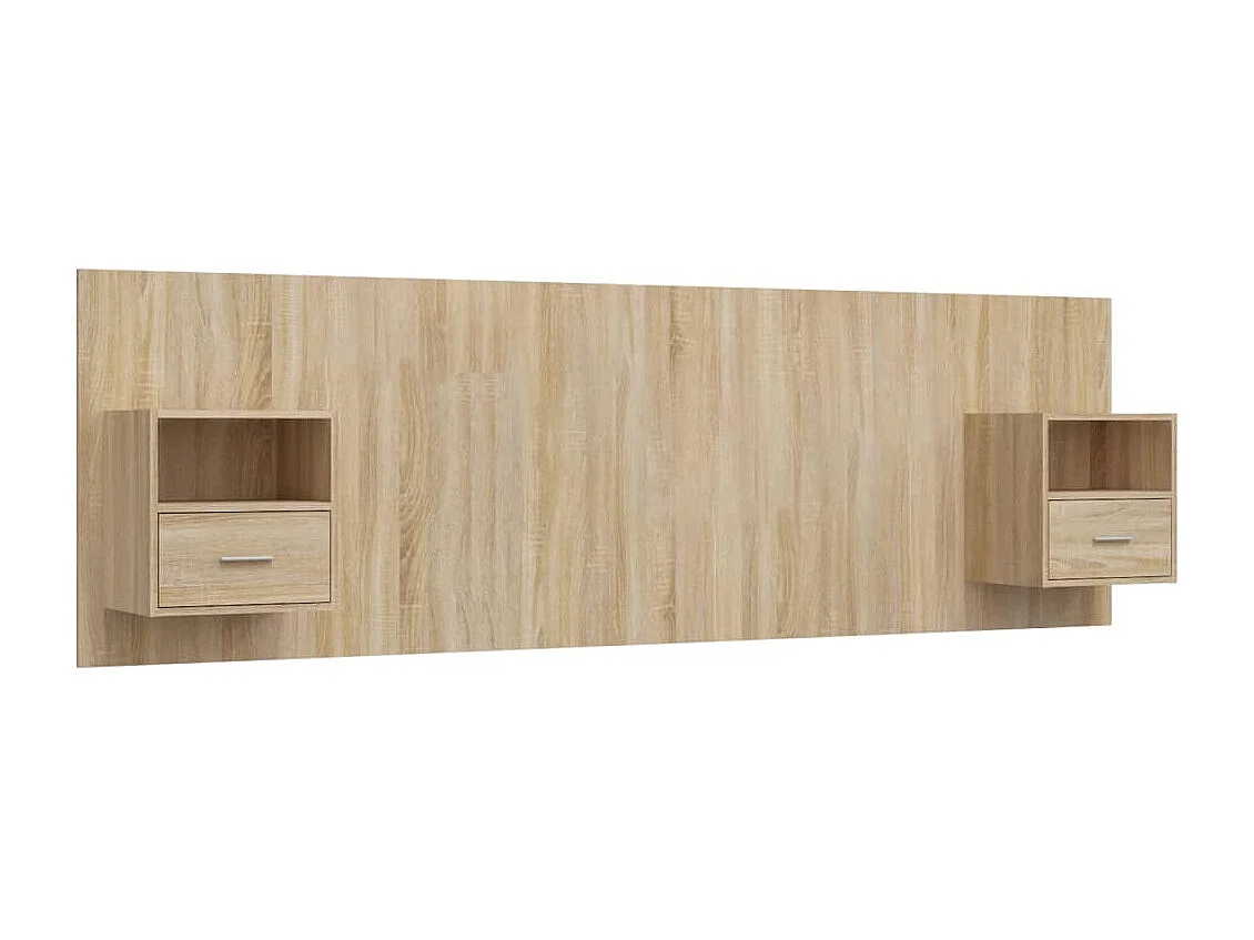 Hoofdbord | Hoofdeinde met kastjes bewerkt hout sonoma eikenkleurig