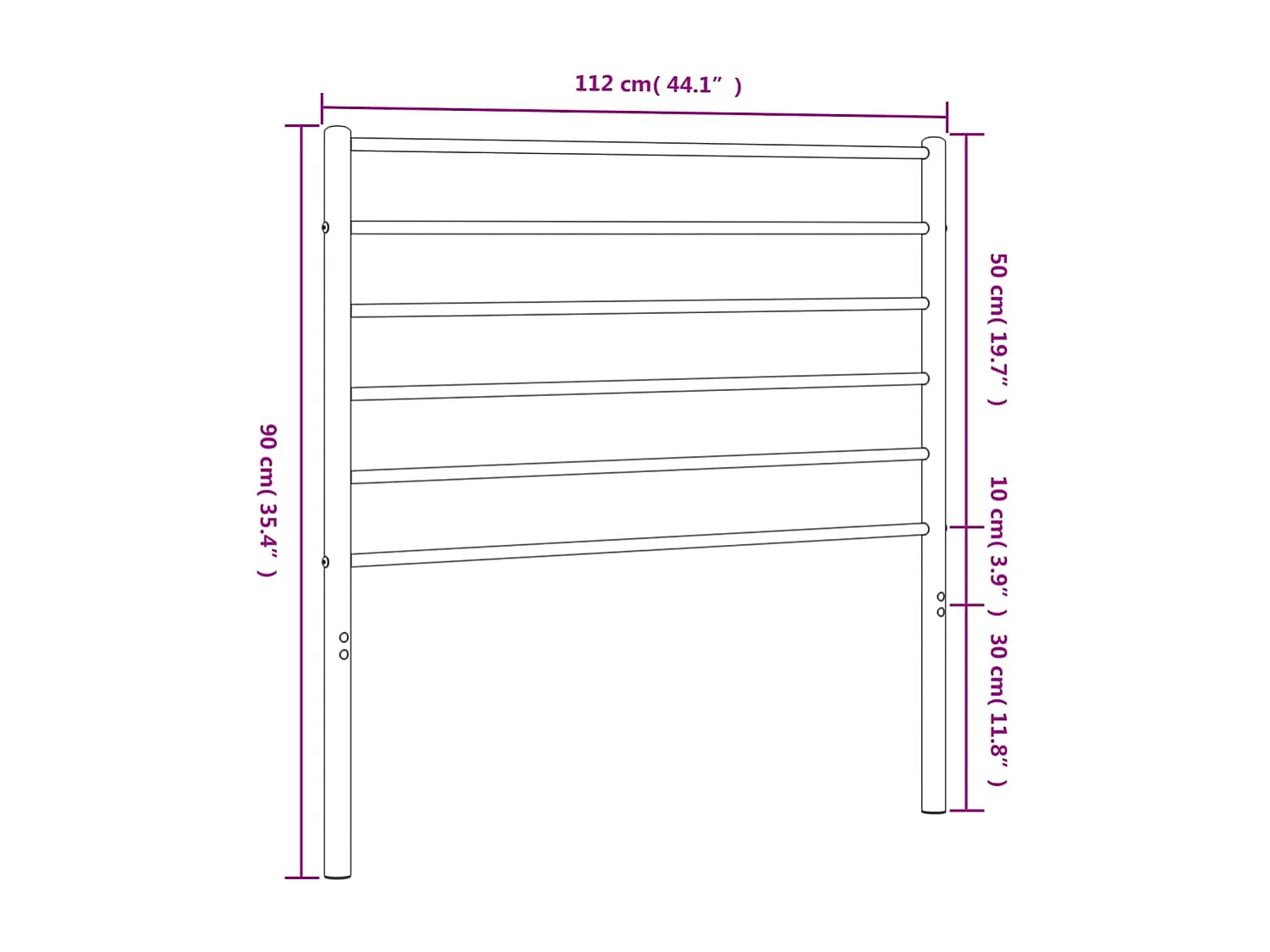 Tête de Lit | Panneau de tête pour lit Moderne métal noir 107 cm