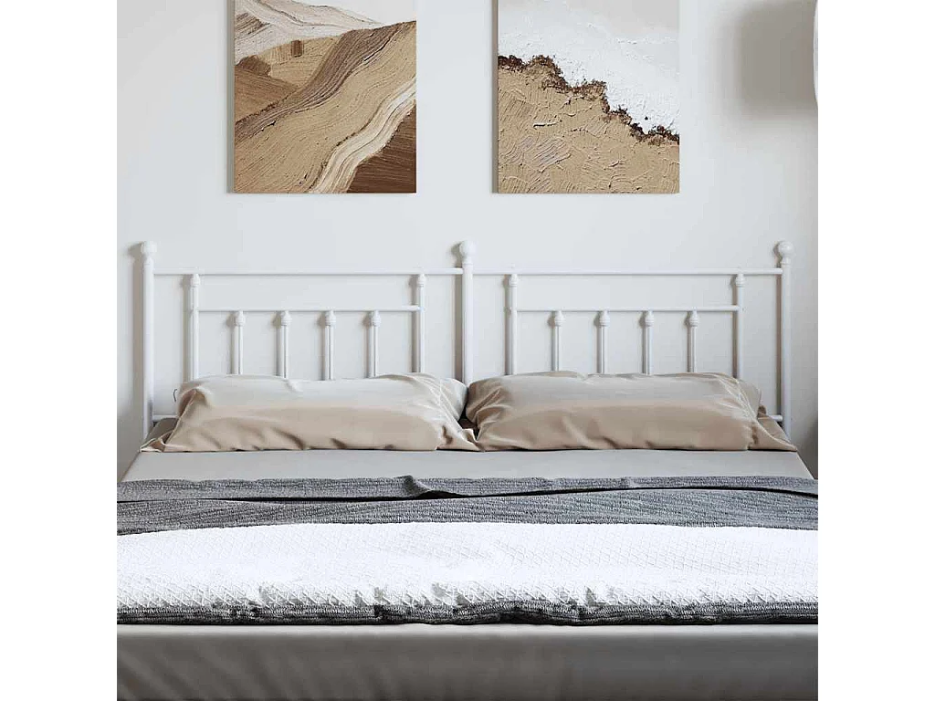 Mueble cabecero | Cabezal de cama | Cabecero de metal blanco 193 cm