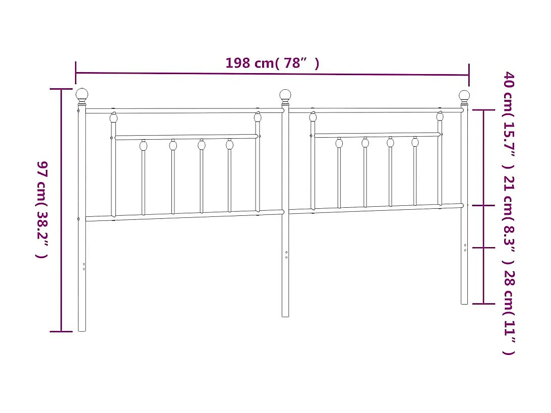 Mueble cabecero | Cabezal de cama | Cabecero de metal blanco 193 cm