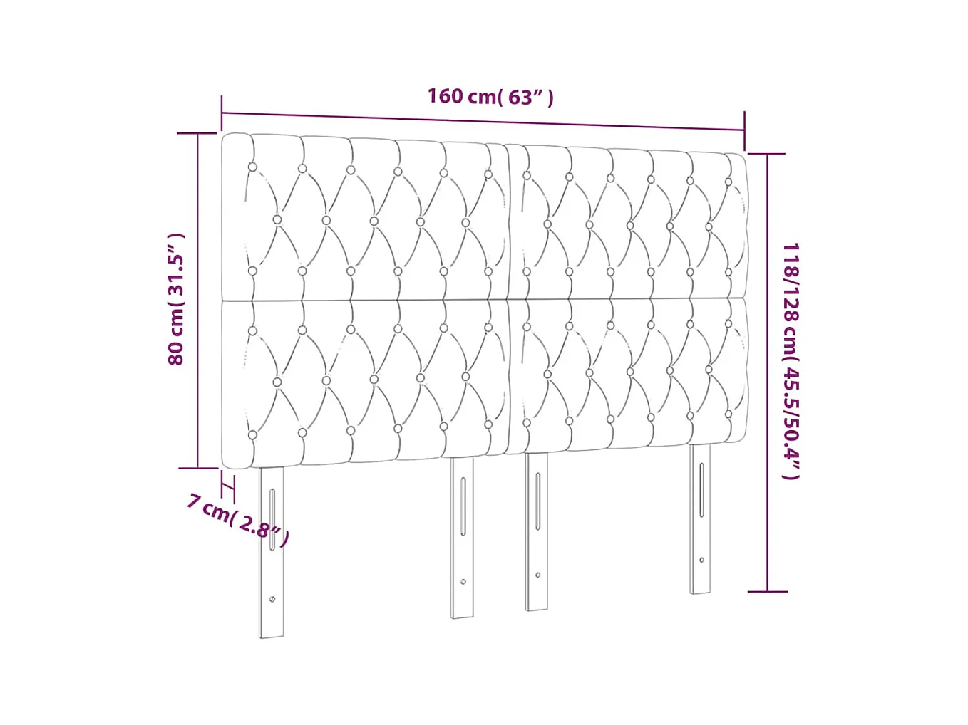 Tête de Lit | Panneau de tête pour lit Moderne à LED Taupe 160x7x118/128 cm Tissu