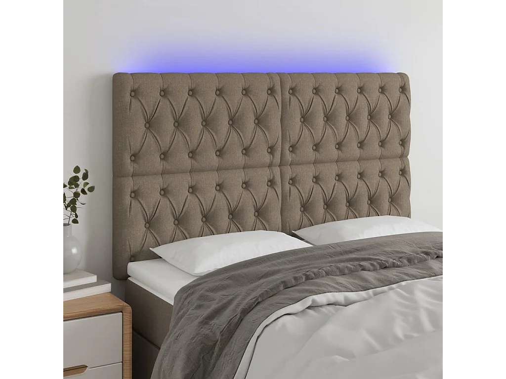 Hoofdbord | Hoofdeinde LED 160x7x118/128 cm stof taupe
