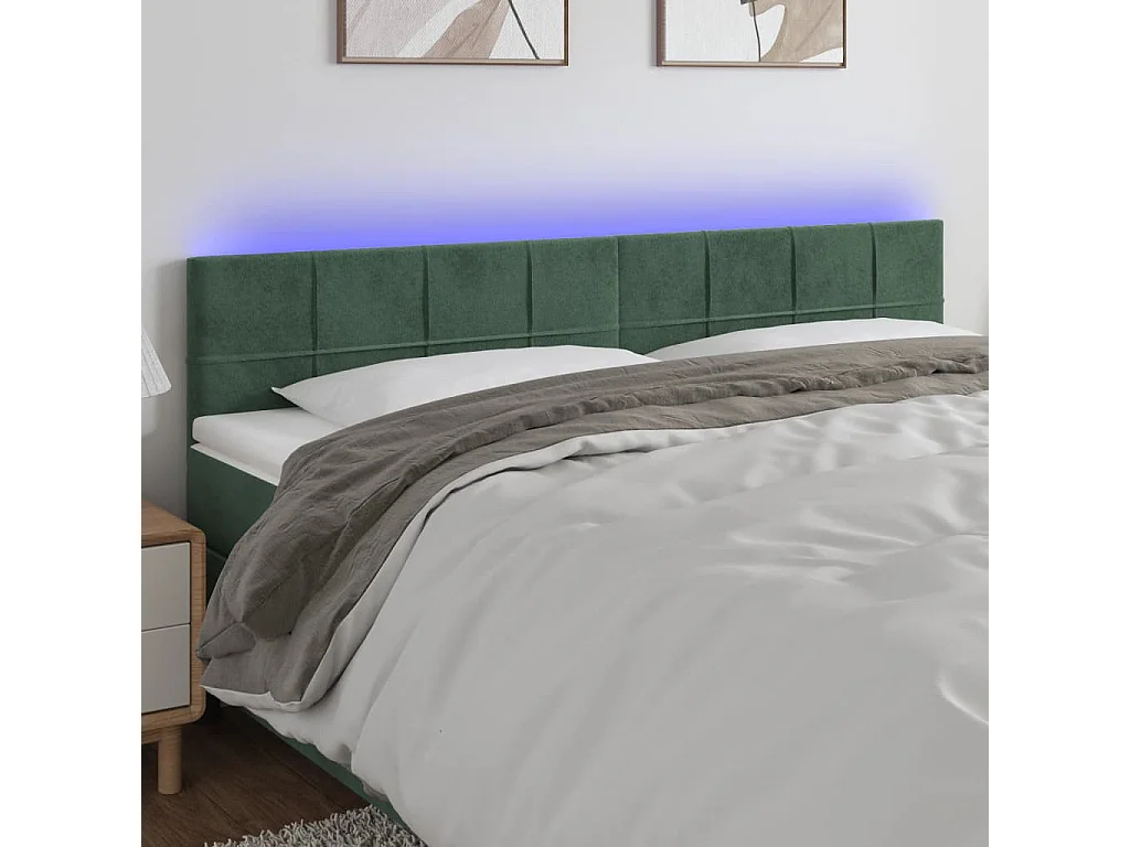 Hoofdbord | Hoofdeinde LED 180x5x78/88 cm fluweel donkergroen
