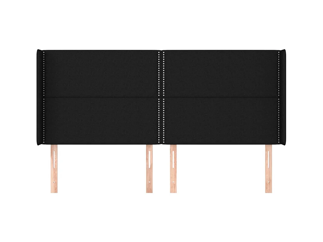 Tête de Lit | Panneau de tête pour lit Moderne avec oreilles Noir 163x16x118/128 cm Tissu