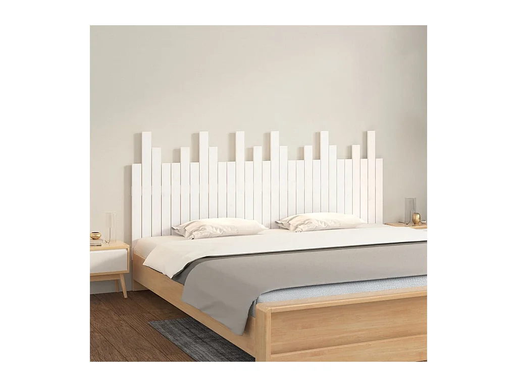 Cabecero de Cama | Cabezal de cama | Mueble de cabecero de pared madera maciza pino blanco 185x3x80 cm