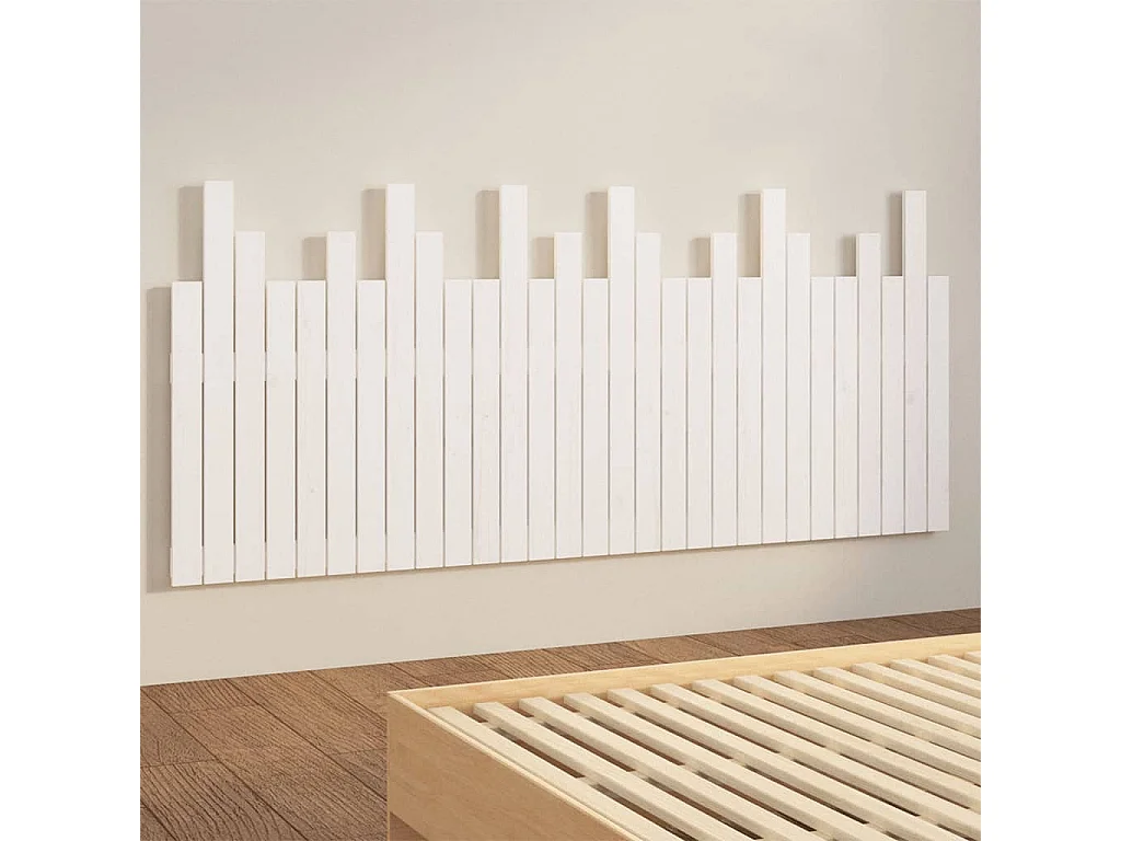 Tête de lit murale | Panneau de tête pour lit Moderne  Blanc 185x3x80 cm Bois massif de pin