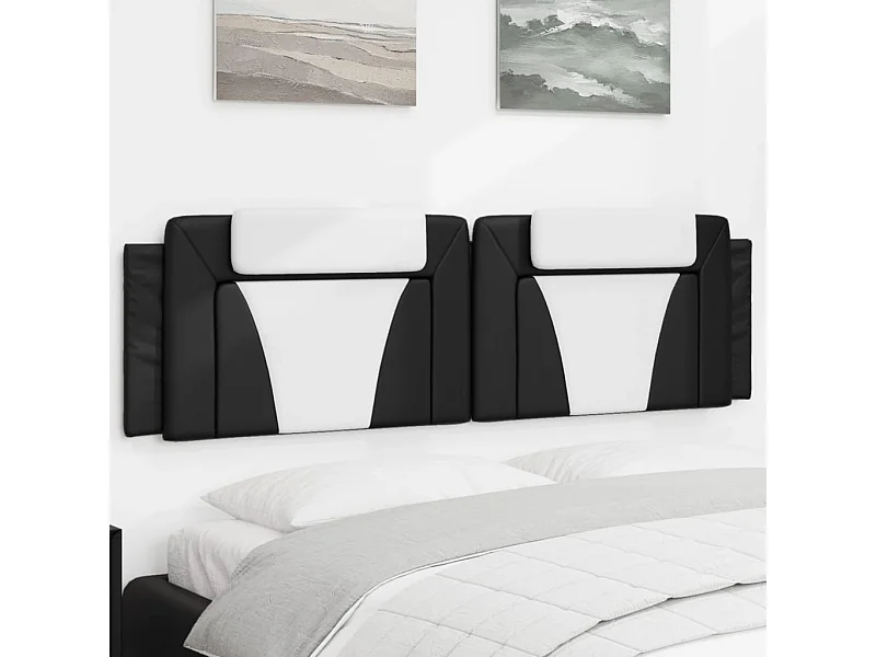 Tête de lit | Coussin de tête de lit | Tête de lit décoratif noir et blanc 180 cm similicuir