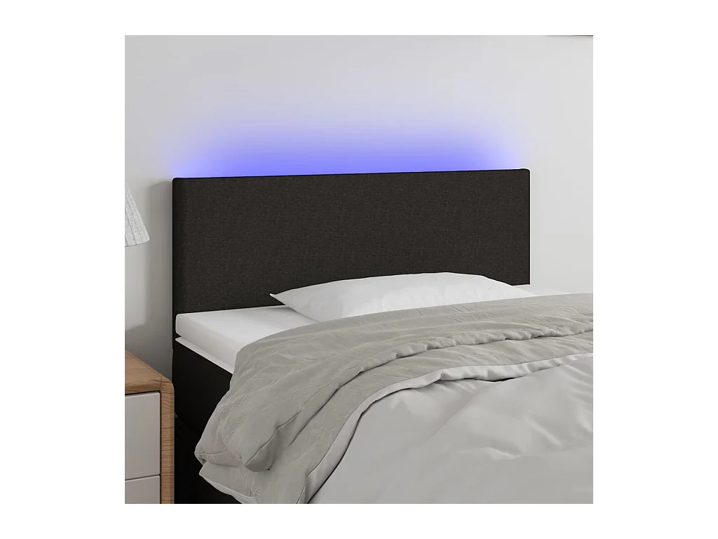 Mueble cabecero | Cabezal de cama | Cabecero con LED de tela negro 80x5x78/88 cm