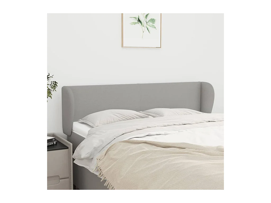 Mueble cabecero | Cabezal de cama | Cabecero de tela gris claro 147x23x78/88 cm