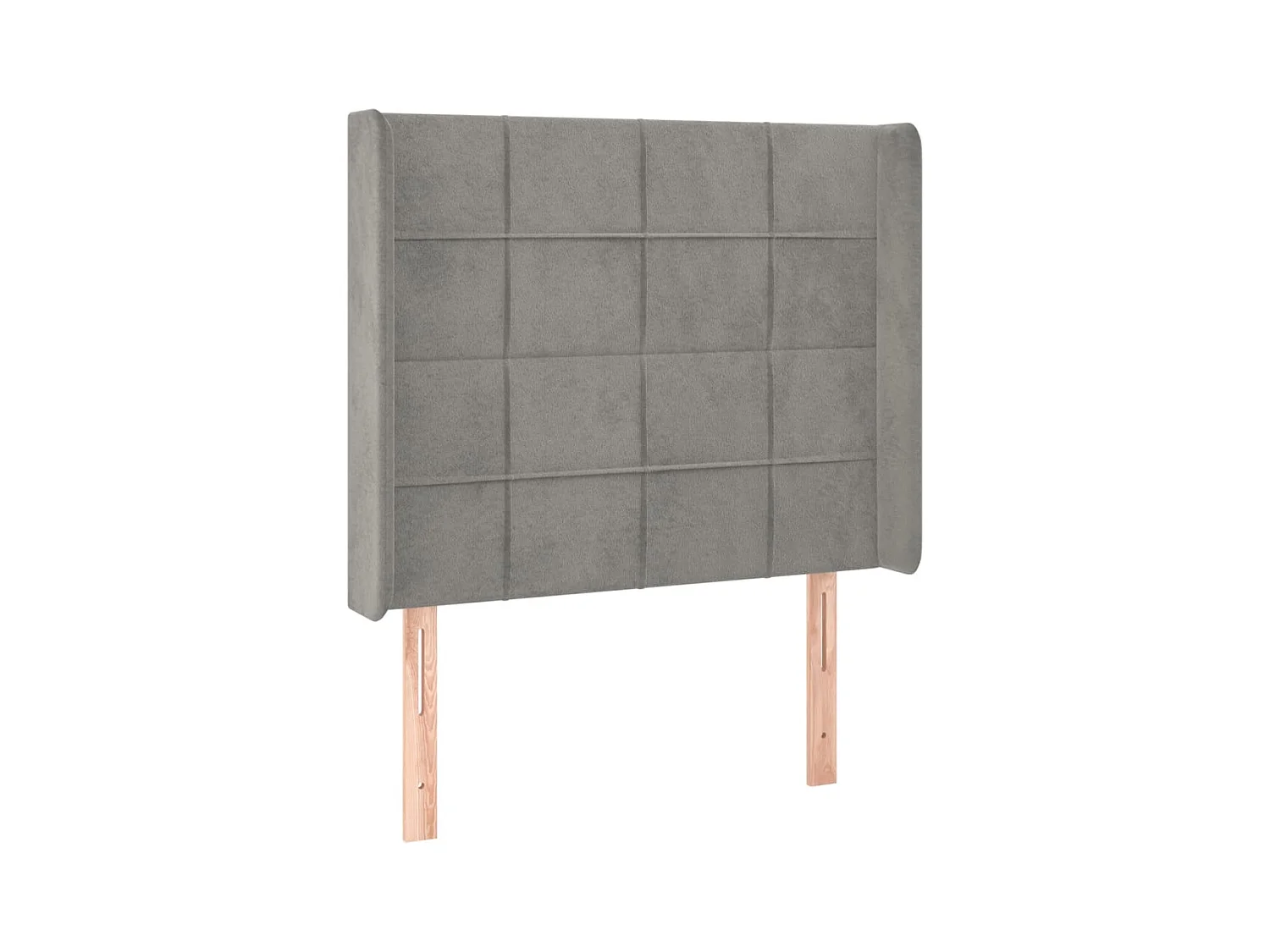 Cabecero | Cabezal de Cama | Mueble cabecero con orejas de terciopelo gris claro 103x16x118/128 cm