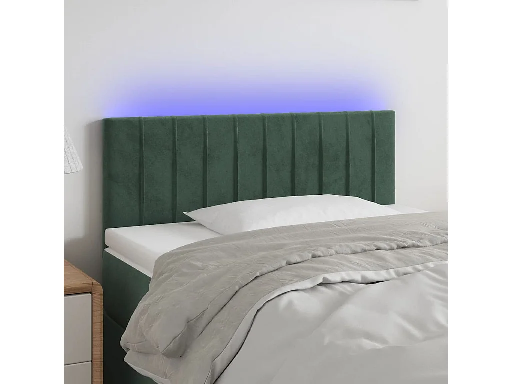 Hoofdbord | Hoofdeinde LED 90x5x78/88 cm fluweel donkergroen