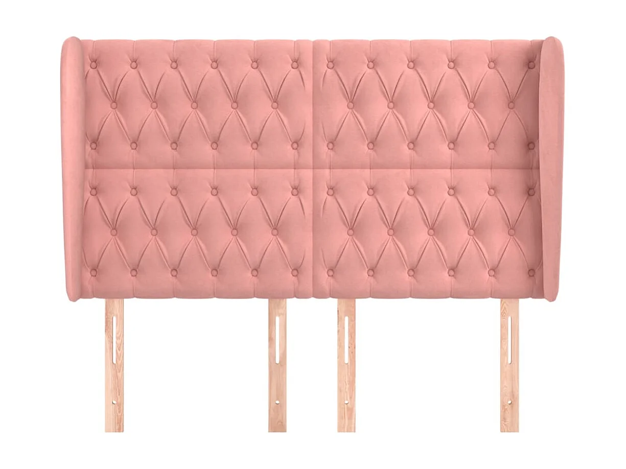 Tête de Lit | Panneau de tête pour lit Moderne avec oreilles Rose 147x23x118/128 cm Velours