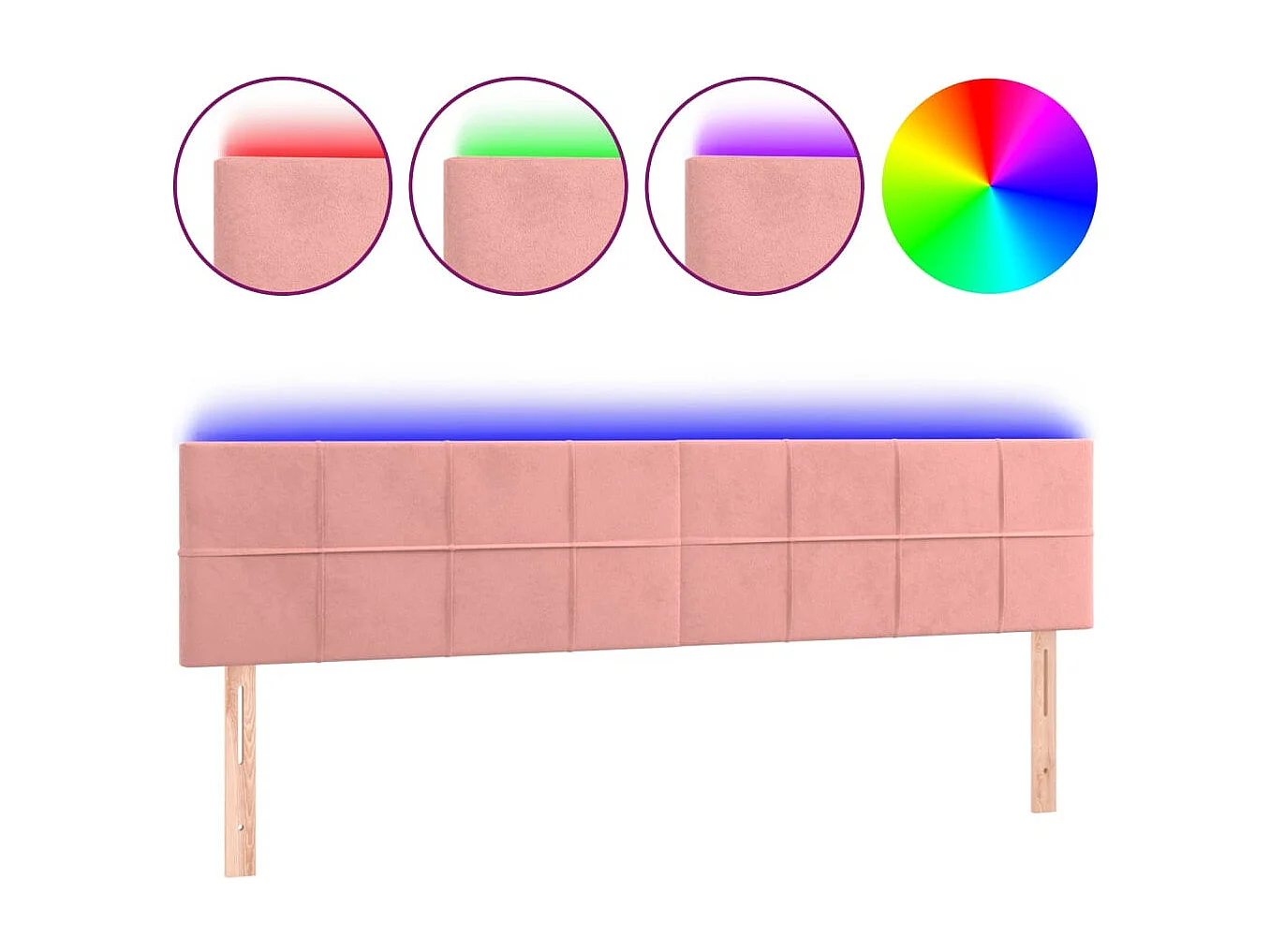 Hoofdbord | Hoofdeinde LED 200x5x78/88 cm fluweel roze