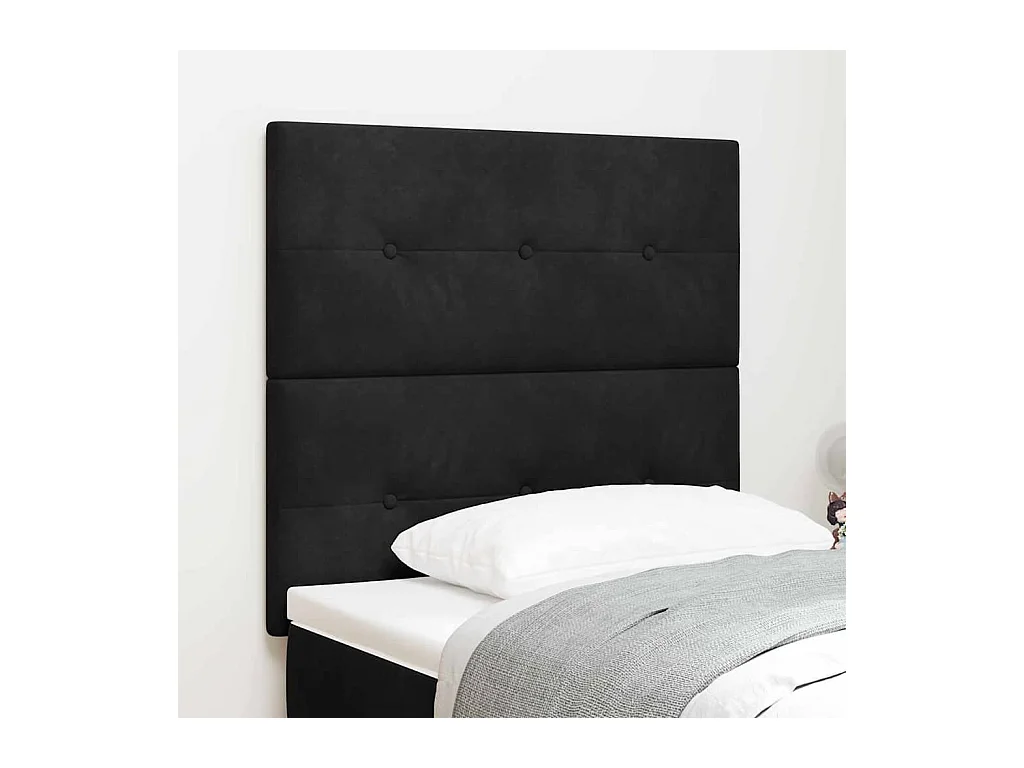 Mueble cabecero | Cabecero | Cabezal de cama Montaje en la pared Manual Negro 100 cm Terciopelo