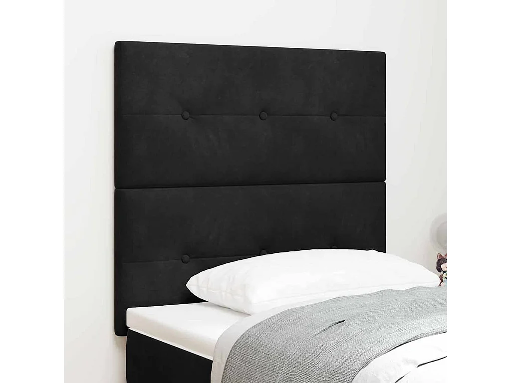 Tête de lit Montage mural | Panneau de tête pour lit Moderne  avec tête de lit Noir 100 cm Velours
