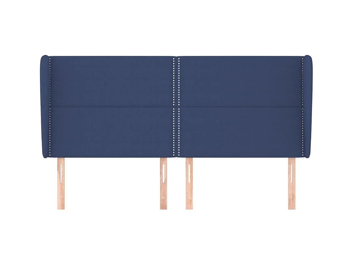 Cabecero | Cabezal de Cama | Mueble cabecero con orejas de tela azul 183x23x118/128 cm