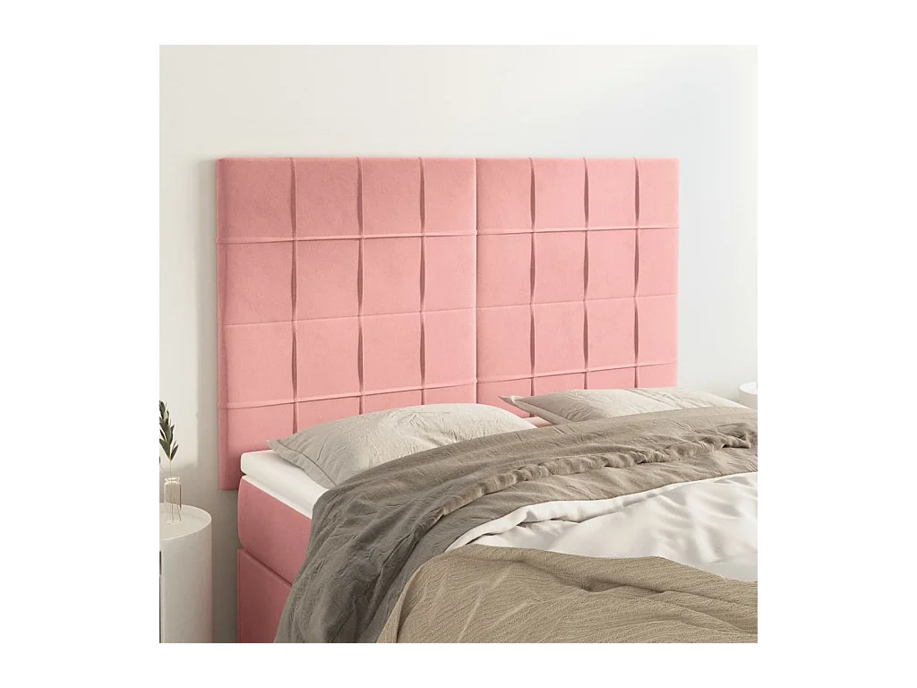 Cabeceros | Cabezal de cama | Mueble de cabecero 4 unidades terciopelo rosa 72x5x78/88 cm