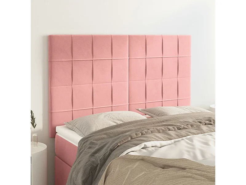 Têtes de lit | Panneaux de tête pour lit Moderne 4 pcs Rose 72x5x78/88 cm Velours