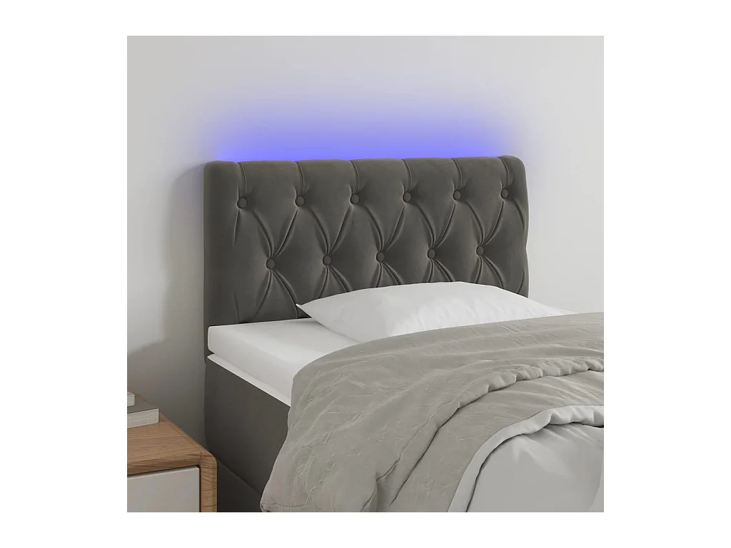 Cabecero | Cabezal de Cama | Mueble cabecero con LED de terciopelo gris oscuro 80x7x78/88 cm